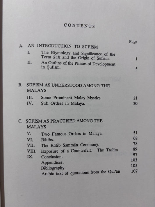 Some Aspects of Sufism as Understood and Practiced among the Malays