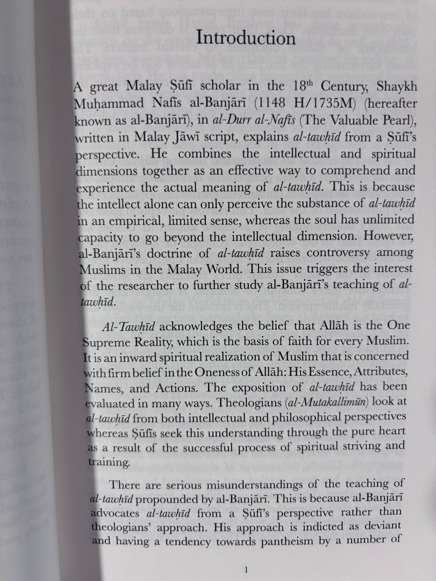 Al-Tawhid From Sufi's Perspective: An Analytical Study of Al-Durr Al-Nafis Shaykh Muhammad Nafis Al-Banjari