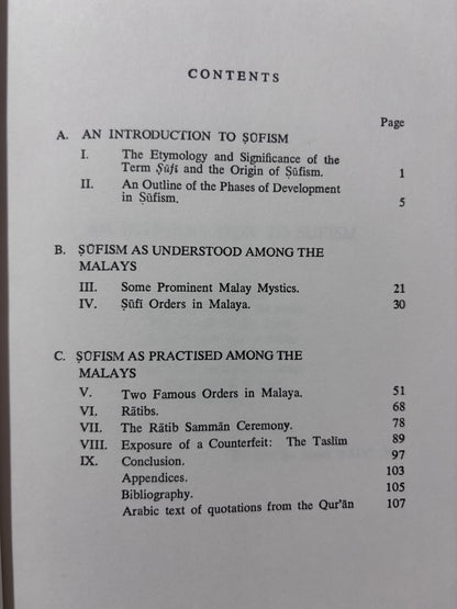 Some Aspects of Sufism as Understood and Practiced among the Malays