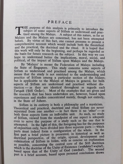 Some Aspects of Sufism as Understood and Practiced among the Malays