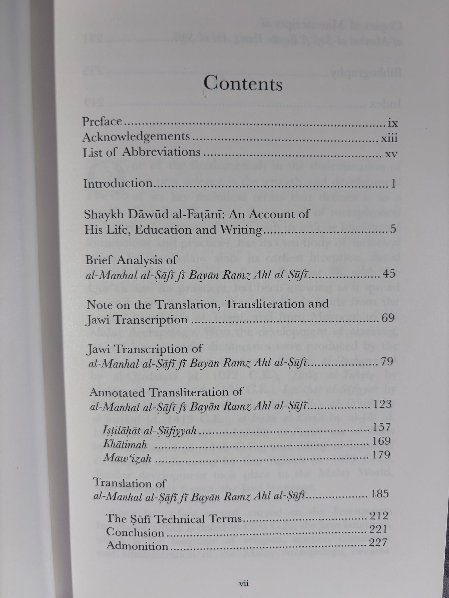 The Malay Sufi Glossary: A Study of Al-Manhal Al-Safi of Syakh Dawud al-Fatani